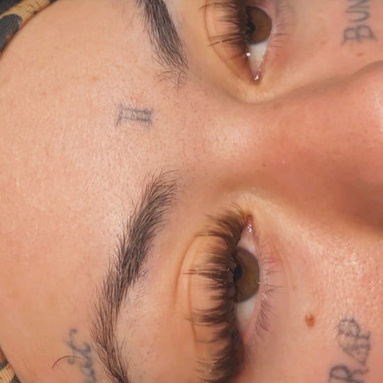 brown lashes try on using cc and d curl in an anime lash map